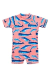 Snapper Rock Whale Tail One-piece Rashguard Swimsuit In Peach