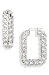 Amina Muaddi Charlotte Hoop Earrings In White Crystal/ Silver Base
