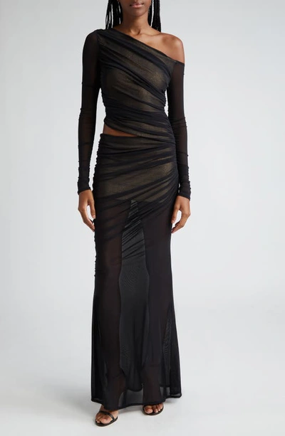 Retroféte Aura Sequin Detail One-shoulder Gown In Black