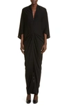 THE ROW RODIN RUCHED VIRGIN WOOL MAXI DRESS