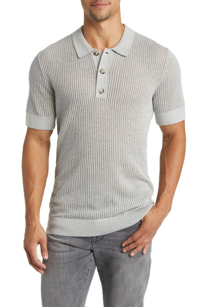 Rails Nathan Short Sleeve Polo Jumper In Grey Melange