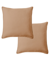 Levtex Washed Linen Relaxed Solid 2-pack Decorative Pillow Cover, 20" X 20" In Tan