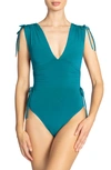 Robin Piccone Aubrey V Plunge One Piece Swimsuit In Ocean