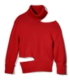 MONSE Red Cut-Out Turtleneck Sweater,SBZMF170114