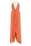 Alanui Linen Cape Dress With Tie Detail In Coral