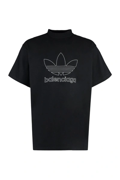 Balenciaga X Adidas Logo-print Oversized T-shirt In Black White