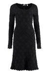Burberry Wool Dress With Geometric Trimming In Black