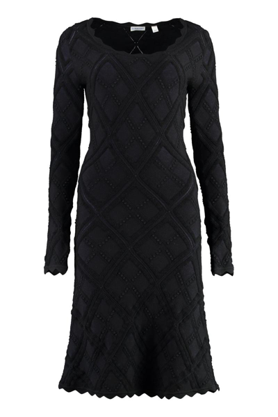 Burberry Scalloped Detail Dress In Black