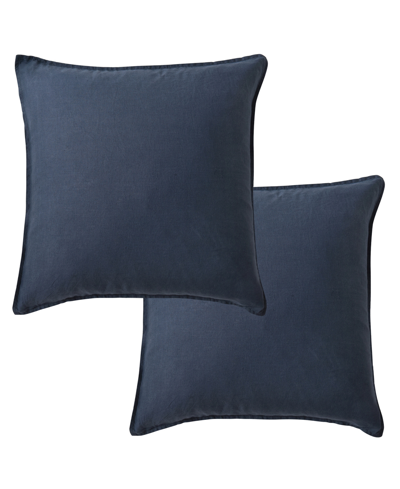 Levtex Washed Linen Relaxed Solid 2-pack Decorative Pillow Cover, 20" X 20" In Navy