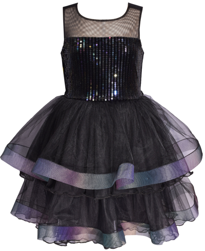 Bonnie Jean Kids' Big Girls Sleeveless Illusion Neckline Party Dress In Black