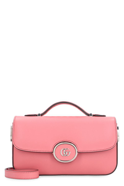 Gucci Petite Gg Mini Leather Shoulder Bag In Pink