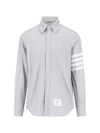 Thom Browne Classic Button-down Long-sleeve Shirt With Three-stripe Detail In Grey