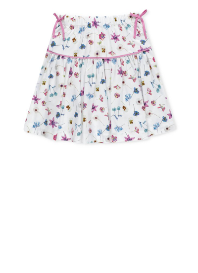 Il Gufo Kids' Cotton Skirt In Bianco/rosa