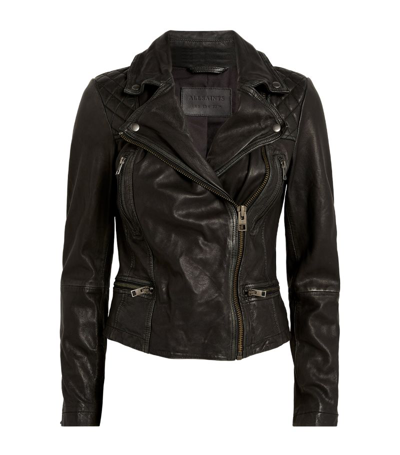 Allsaints Leather Cargo Biker Jacket In Black