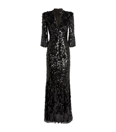 Jenny Packham Embellished Narelle Gown In Black
