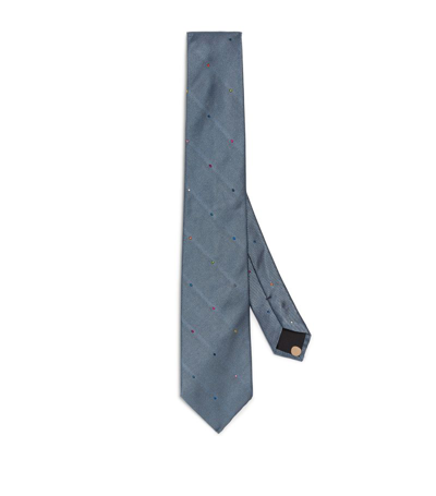 Paul Smith Silk Dotted Tie In Blue