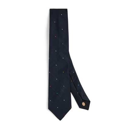 Paul Smith Silk Dotted Tie In Blue