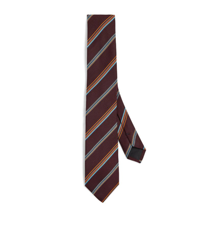 Paul Smith Silk Striped Tie In Multi