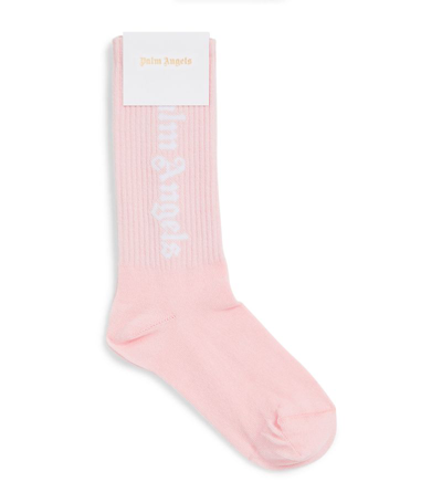 Palm Angels Kids' Logo High Socks In Pink