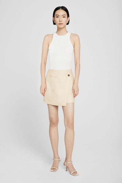 ANINE BING ANINE BING NATALIA SKIRT IN LIGHT YELLOW LINEN