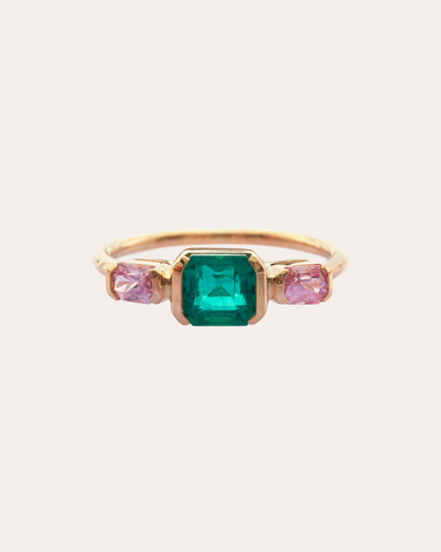 Yi Collection Women's Emerald & Pink Sapphire Triplet Ring 18k Gold In Green