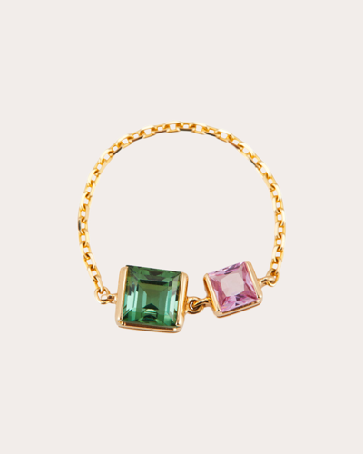 Yi Collection Women's Tourmaline & Pink Sapphire Chain Ring In Toumaline/pink