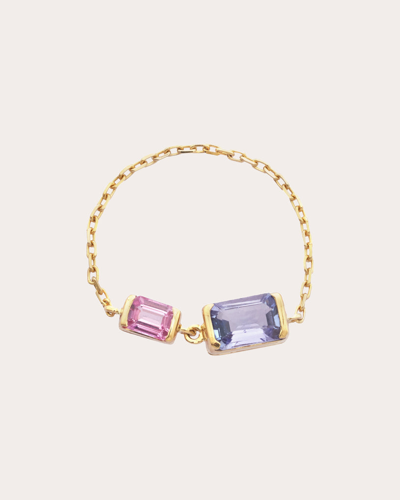 Yi Collection Women's Tanzanite & Pink Sapphire Chain Ring In Tanzanite/pink