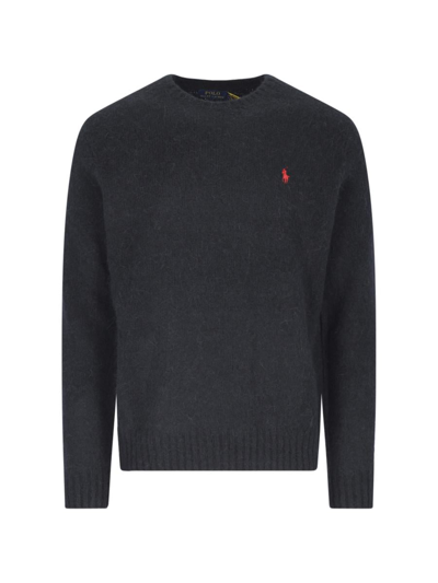 Polo Ralph Lauren Logo Crewneck Jumper In Black  