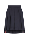 Thom Browne Graphite Wool Mini Skirt For Women In Blue