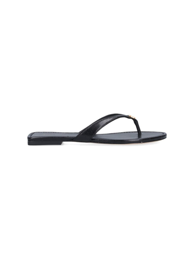 Tory Burch Logo Thong Sandal In Black  