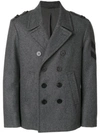 NEIL BARRETT NEIL BARRETT CHEVRON PATCH PEACOAT - GREY,PBCA203EF04712199214