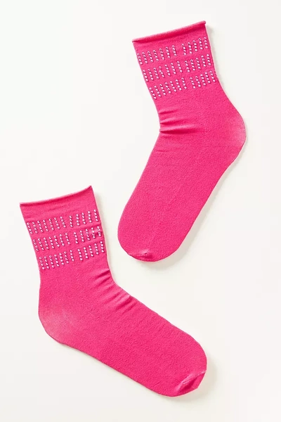 Cynthia Rowley Tall Sparkle Socks In Pink