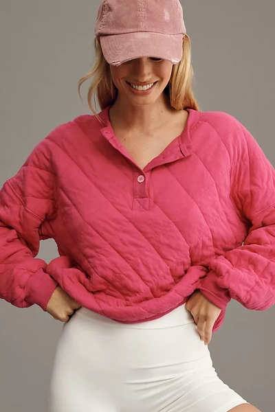 Stateside Long-sleeve Quilted Pullover In Pink