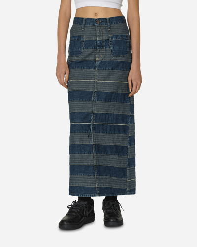 Hysteric Glamour Scratch Long Denim Skirt Indigo In Blue