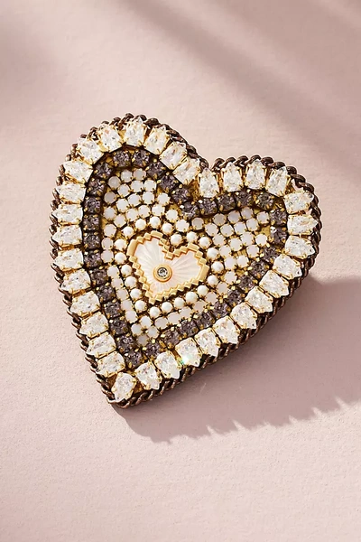By Anthropologie Heart Eye Brooch In White