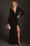 Katie May In A Mood Long-sleeve V-neck Slim Maxi Dress In Black