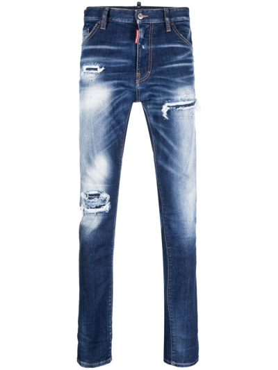 Dsquared2 Distressed Slim-fit Denim Jeans In Blue