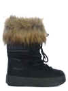 Moon Boot Ltrack Monaco Faux Fur-trimmed Shell And Faux Leather Snow Boots In Nero