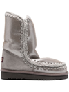 Mou Eskimo 18 Crochet-trim Metallic-leather Boots In Gray