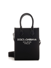 DOLCE & GABBANA SMALL SHOPPING BAG WITH RUBBERIZED LOGO