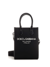 Dolce & Gabbana Mini Messenger Bag With Rubberized Logo In Black