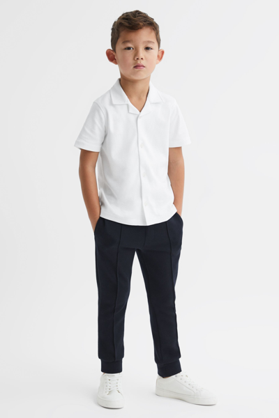 Reiss Kids' Caspa - White Junior Cotton Cuban Collar Shirt, Uk 7-8 Yrs