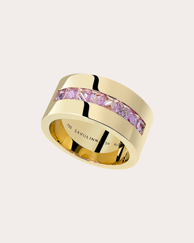 Savolinna Jewelry Women's Pink Sapphire Be Spiked Stack Band Ring 18k Gold