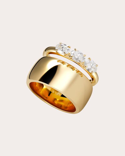 Savolinna Jewelry Women's Diamond Triple Floating Oval Cigar Band Ring In Gold