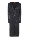 Missoni Metallic-threading Long-line Cardigan In Black