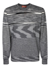 Missoni Striped Crewneck Wool Sweater In Black