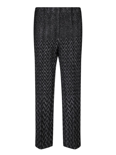 Missoni Zigzag Metallic-threading Flared Trousers In Black