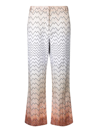 Missoni Zigzag-woven Cropped Trousers In Beige