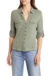 Caslon Roll Tab Knit Shirt In Green Dune