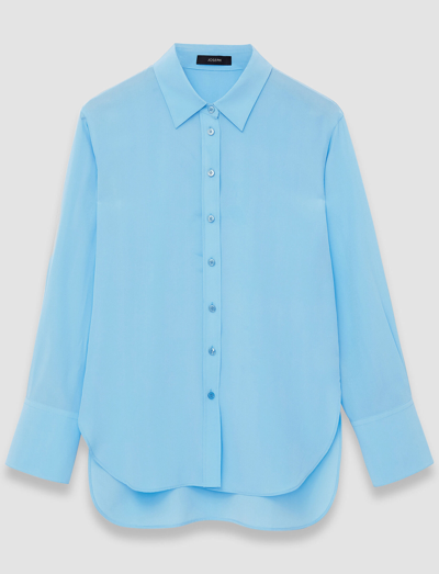 Joseph Joe Button-down Crepe De Chine Blouse In Dark Arctic